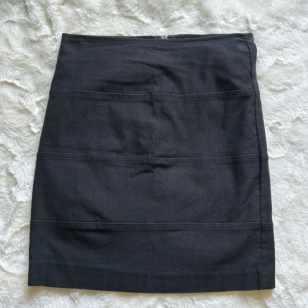 Black mini high waisted pencil skirt with back zipper